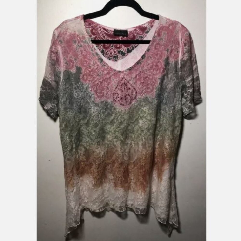 BRITTANY BLACK - WOMEN'S FLORAL PRINT LACE BOHO BOHEMIAN TUNIC TOP OVERLAY